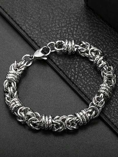 1只男士創意不鏽鋼貓眼石酷簡款全配嘻哈手鍊