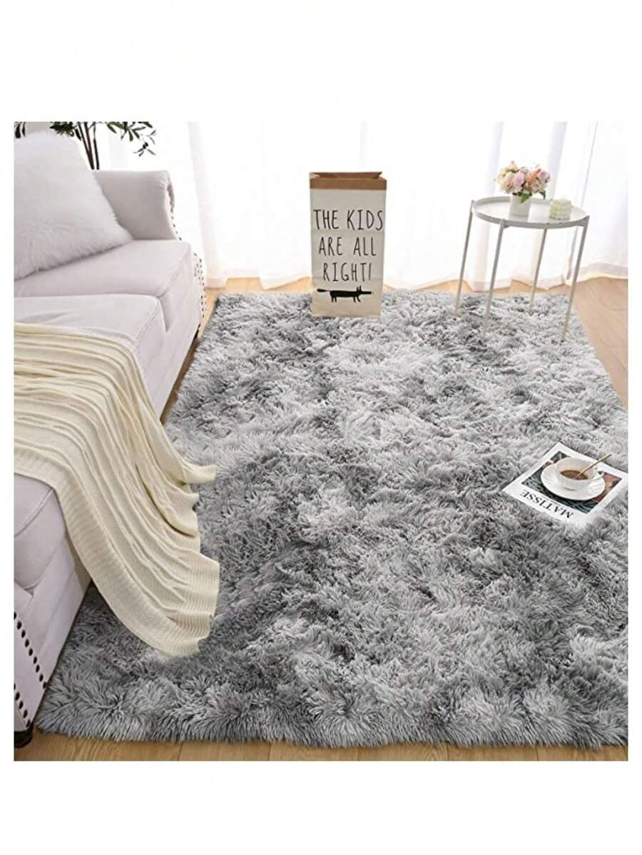 Alfombra Decorativa 200 X 140 Cm Sala De Estar Y Dormitorio - Gris Claro - Ver 1