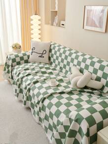 1入現代防滑沙發套,四季通用,沙發桌布,野餐墊,臥室,客廳,辦公室,戶外,卡其格設計 - 綠色 - 查看 10