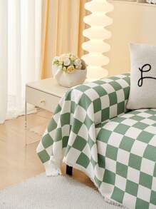 1入現代防滑沙發套,四季通用,沙發桌布,野餐墊,臥室,客廳,辦公室,戶外,卡其格設計 - 綠色 - 查看 9