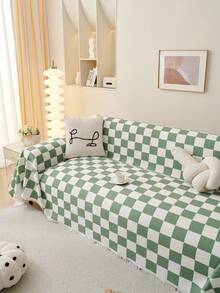 1入現代防滑沙發套,四季通用,沙發桌布,野餐墊,臥室,客廳,辦公室,戶外,卡其格設計 - 綠色 - 查看 7