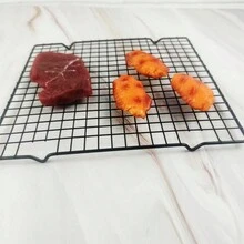 1pc Black Mesh Cooling Rack, High Foot Baking Cooling Rack, Oil Draining Rack, Roasting Grid, Baking Accessories, Suitable For Home, Kitchen, Restaurant, Hotel, Bakery, Outdoor - Black - View 4