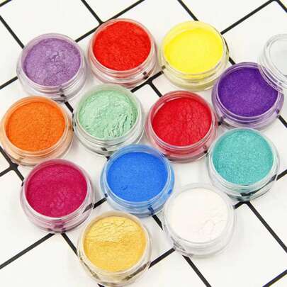 12 色云母粉，适用于 DIY 硅胶模具研磨配件、水晶环氧树脂材料、胶水、粘土、染料
