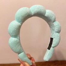 1pc Women's Simple Cloud Bun Roller Sponge High Headband For Washing Face Cute,Dopamine - Multicolor - View 16
