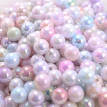 10/20/30/50/100/200 件 6/8/10/12/14/16 毫米美人鱼色闪亮亚克力隔珠散珠仿珍珠圆珠适用于珠宝制作项链手链耳环 DIY 手机链工艺品 - 彩色 - 查看 17