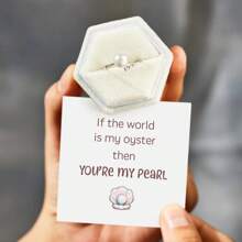 1入組S925純銀女戒，鑲有大珍珠和鑽石，開放式設計，風格簡約優雅，獨特的設計，適合戴在食指上，適合婚禮和日常穿著，是母親、最好的朋友、女友或生日禮物的完美禮物，婚禮首飾新娘飾品 - 銀色 - 查看 9