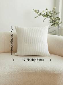 1個白色編織棋盤純色枕套,適合室內裝飾,全季節枕套 - 白色 - 查看 3