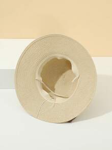 1頂女士花卉、蝴蝶結和草帽,時尚休閒,適用於日常穿著和海灘度假波西米亞風格 - 彩色 - 查看 7