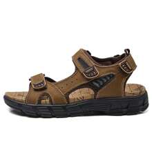 Beach Sandals, Large Size Cowhide Toe Cap, Casual And Outdoor Summer Shoes - Brown - View 3