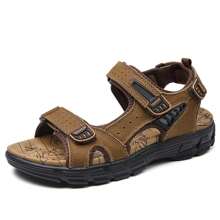 Beach Sandals, Large Size Cowhide Toe Cap, Casual And Outdoor Summer Shoes - Brown - View 2
