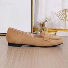 圓頭專利皮革輕便百搭純色便鞋,適用於四季 - 杏色 - 查看 5