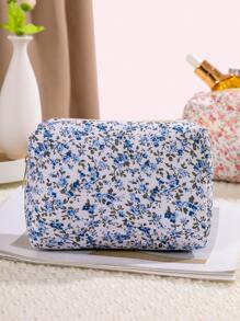 1Pc Octagonal Floral Makeup Bag, Large Capacity Square Portable Handheld Makeup Bag, Foldable Travel Cosmetic Bag, Popular Floral Makeup Bag, Cosmetic Tool Organizer Gift For Women & Girl Makeup Travel Toiletry Organizer Essentials Gifts Storage Zipper Accessories Nail
