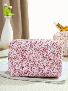 1Pc Octagonal Floral Makeup Bag, Large Capacity Square Portable Handheld Makeup Bag, Foldable Travel Cosmetic Bag, Popular Floral Makeup Bag, Cosmetic Tool Organizer Gift For Women & Girl Makeup Travel Toiletry Organizer Essentials Gifts Storage Zipper Accessories Nail