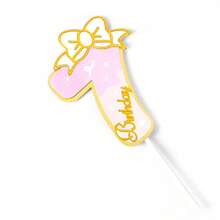 Pink Bow 0-9 Large Number 1 Cake Card Decorate Cake Plug-In Card - Pastel Numbers - View 20