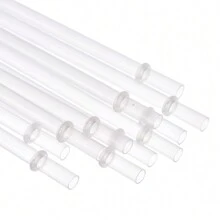 12 قصبة وفرشاة واحدة، قصبات شرب بلاستيكية قابلة لإعادة الاستخدام بطول 23 سم للعصائر والمطبخ، هدية عيد الميلاد - شفاف - مشاهدة 7