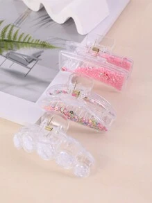 3 cái/bộ Dễ thương Nhiều màu Hình dạng Chất lỏng Cát Móng vuốt tóc - Nhiều màu - Xem 3