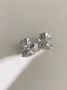 1 đôi bông tai thiết kế hình học bất đối xứng thời trang và tối giản dành cho nữ - Bạc - Xem 5