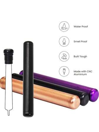 1pc Metal Tube Container, 110mm Aluminum Alloy Sealed Moisture-Proof Anti-Fall Trumpet Tube, Airtight Storage Tube, Waterproof And Smell Proof Horn Tube, Perfect For Purse Pocket Travel, Smoking Accessories,Cover