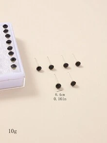 1 Conjunto (20 Pares) Set De Aretes Para Hombres - Negro - Ver 9