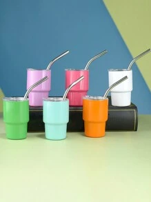 1 件/2 件/6 件不锈钢双层升华迷你不倒翁咖啡杯带盖和吸管水杯双层真空隔热杯适用于酒吧、俱乐部、餐厅、家庭、派对用品返校 - 白色 - 查看 8