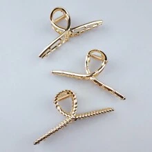 1pc/2pcs Women Minimalist Casual Style Hair Claw, For Daily Life Street Halloweenhair Clip Hair Jaw Clip Hair Clamps - Gold - View 5