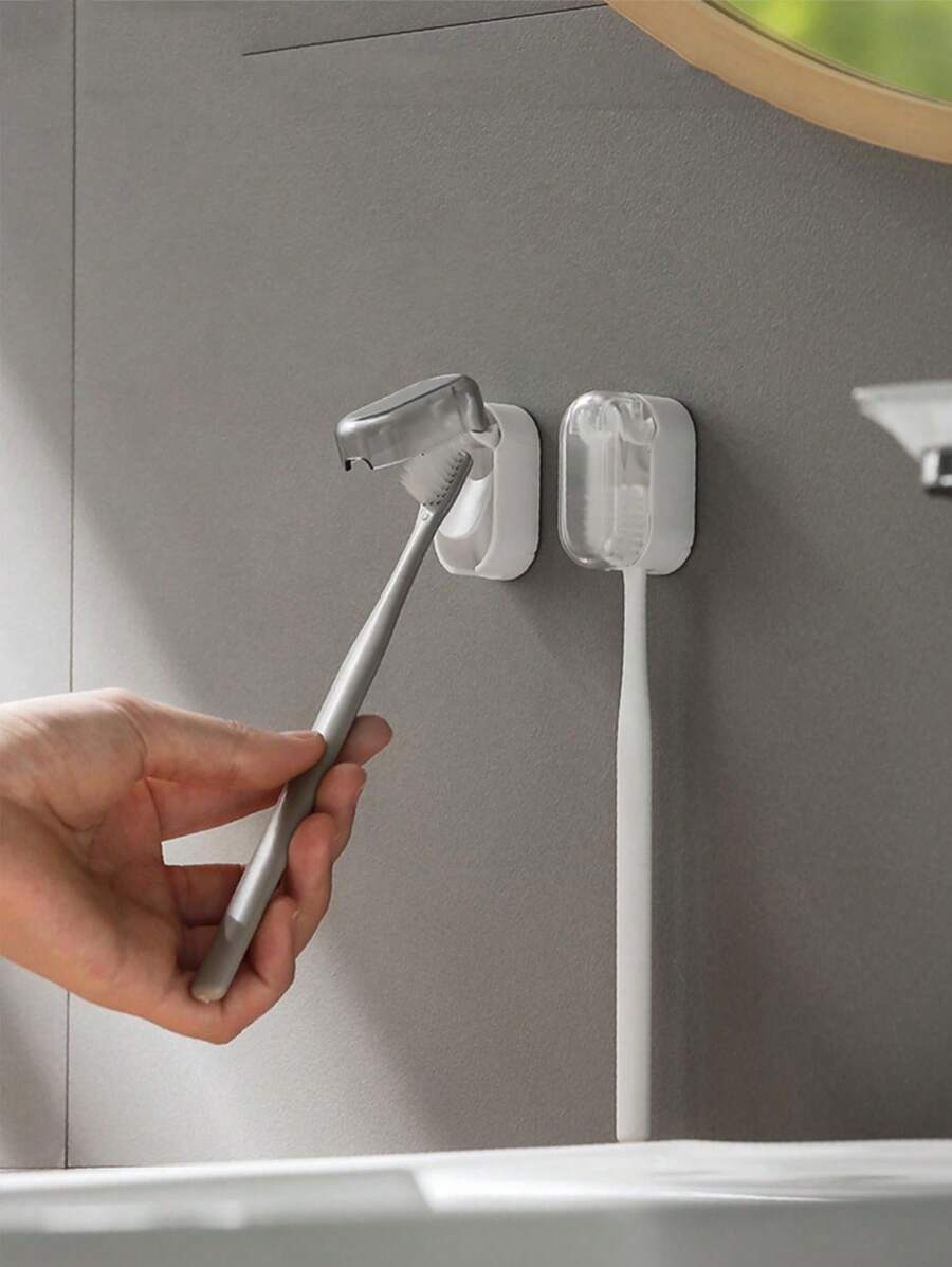 1入組掛牆式防塵牙刷架(不需打孔),衛生間電動牙刷儲物架