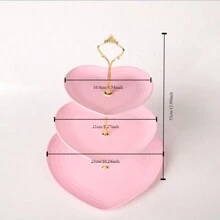 三层心形蛋糕架，创意婚礼生日派对糖果甜点展示托盘，适合下午茶、返校情人节