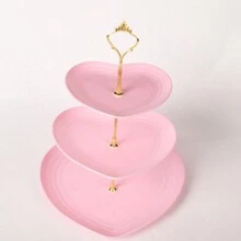 三层心形蛋糕架，创意婚礼生日派对糖果甜点展示托盘，适合下午茶、返校情人节