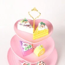 三层心形蛋糕架，创意婚礼生日派对糖果甜点展示托盘，适合下午茶、返校情人节