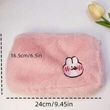 1個手工簡約可愛INS風格毛絨化妝包（雲朵、笑臉、熊形），拉鍊化妝包收納化妝品，妝容整理器 - 彩色 - 查看 3