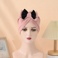 1 Mũ Ramadan phong cách Bohemian dành cho nữ, Mũ trùm đầu trang trí nơ hai màu co giãn mới, Thích hợp cho các bữa tiệc thời trang, Sử dụng hàng ngày, Mũ len nhẹ và mềm mại - Nhiều màu - Xem 10