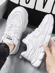 Herren Sportschuhe, Atmungsaktive Mesh-sneakers In Weißer Und Schwarzer Farbe, Einfache Und Stilvolle Laufschuhe Für Junge Männer - Weiss - Übersicht 4