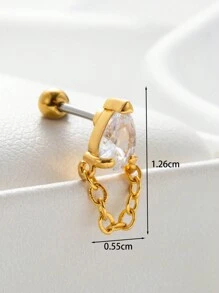 Toppiercing 1 Miếng Đúng mốt Đồng Khối Zirconia  Giọt nước & Chim Hình dạng Xuyên Hoa tai Với Thép không gỉ Trục - Vàng - Xem 6