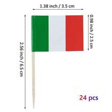 24pcs Italian Flag Toothpick Cake Decoration, Mini Cake Topper, Double-Sided Printed National Flag Cake Picks For Birthday Party - Italian Flag - View 2