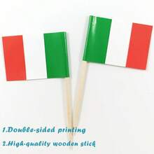 24pcs Italian Flag Toothpick Cake Decoration, Mini Cake Topper, Double-Sided Printed National Flag Cake Picks For Birthday Party - Italian Flag - View 5