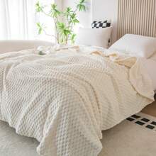 1pc White Plaid Pattern Throw Blanket, Modern Minimalist Style Polyester Soft Rectangular Blanket Suitable For Bedroom, Living Room, Sofa, Home Use, 70*100cm (Small Size), Pet Blanket For Dogs And Cats