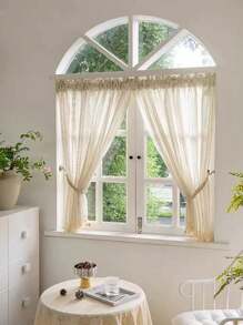 1pc Japanese Style Linen Beige Vertical Striped Window Curtain American Retro Doorway Divider Curtain