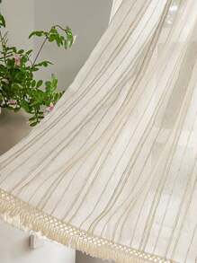 1pc Japanese Style Linen Beige Vertical Striped Window Curtain American Retro Doorway Divider Curtain