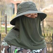 Mũ xô mùa hè có khẩu trang, có vạt cổ, chống tia UV, mũ rộng vành chống nắng cho hoạt động ngoài trời - A - Xem 6