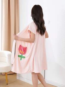 1 pieza Bata de baño negra para mujer, talla única que se ajusta a todas, unicolor de felpa de coral suave, absorbente y de secado rápido de súper microfibra, adecuada para el hogar, baño, piscina, boda de verano, decoración del hogar y baño, de vuelta a la escuela