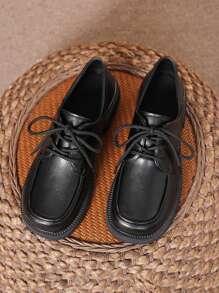 Zapatos pequeños y casuales para mujer, con superficie antideslizante, suela gruesa, correa para trabajo y baile, creepers versátiles y vintage con cordones, para oficina y exterior, primavera/otoño, estilo estudiantil/lolita, tacón grueso estilo británico