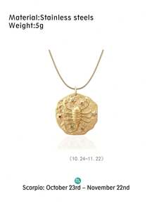 1入組黃銅十二星座彩色鑽石項鍊,鍊子,精品飾品 - Constellation - 查看 11