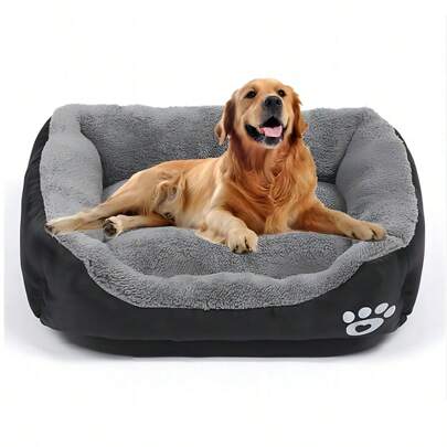 Cama Para Perro Y gato Suave Cómoda Y Ligera 70 X 55 Cm Negro/gris Forro De Lana Lavable