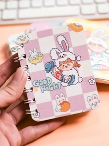 4 cái/gói A7 Sổ ghi chép xoắn ốc Với Mô hình Cartoon , 80 Mỗi , Nằm ngang Lót Bên trong Đối với Mini di động sổ tay - Nhiều màu - Xem 2
