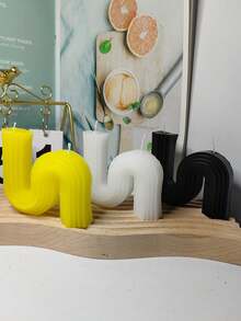 1只手工製作的s形芳香蠟燭裝飾品,有輕微色差 - 黃色 - 查看 4