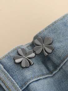 1 Pieza Cinturón Ajustable Invisible De Trébol De La Suerte Con Botones Desmontables Sin Costuras, Cinturón De Flores Pequeñas Con Herramienta De Reducción De Cintura Para Decoración Y Ajuste De Cintura, Hebilla De Cinturón Para Pantalones Vaqueros