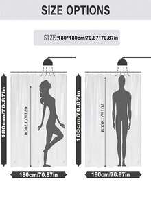 防水浴室淋浴簾套裝,包含12個鉤子、馬桶座墊、浴墊和地毯、防滑地墊、馬桶蓋、可水洗聚酯織物窗簾 - 彩色 - 查看 3