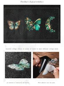 1 bộ/15 cái Đẹp Thú cưng Hình dán , Tím Thiết kế con bướm , Loại bướm & Thực vật Cắt dán Trang trí Hình dán Đối với Tạp chí - Nhiều màu - Xem 10