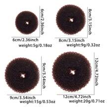 4 dụng cụ tạo búi tóc tết, dụng cụ tạo búi tóc hình bánh donut, dụng cụ tạo búi tóc hình vòng, 2 dụng cụ tạo búi tóc hình bánh donut cỡ vừa cho tóc ngắn và mỏng, dụng cụ tạo kiểu tóc, phụ kiện tóc - Cà phê nâu - Xem 7