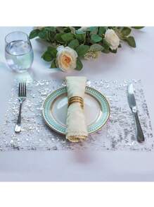 1pc Sparkly Glitter Foil Silver Mesh Tablecloth Roll, 11.02in X 118.11in / 11.02in X 196.85in / 11.02in X 393.7in, Perfect For Table Decoration, Suitable For Weddings, Birthday Parties, Christmas, Celebrations And Other Occasions (Silver),Christmas